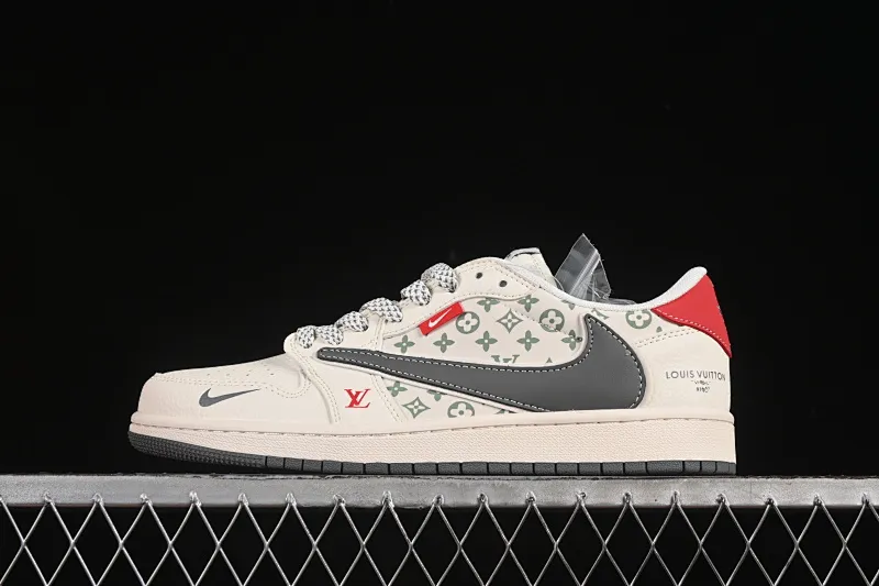 All categories Air Jordan Jordan series basketball shoes Air Jordan 1 Low High-end customized low-top sneakers Travis Scott x Fragment Design x Air Jordan 1 Low OG SP AJ1 Joe 1 LV joint gray and red label low-top cultural casual sneakers YX5066-336